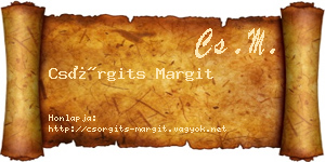 Csörgits Margit névjegykártya